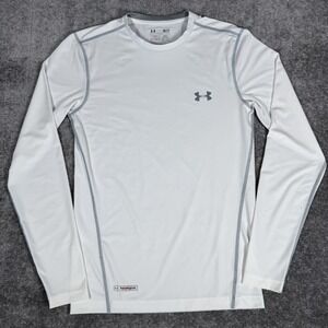 Under Armour Shirt Men's Small White Long Sleeve Crew Neck Heatgear Base Layer